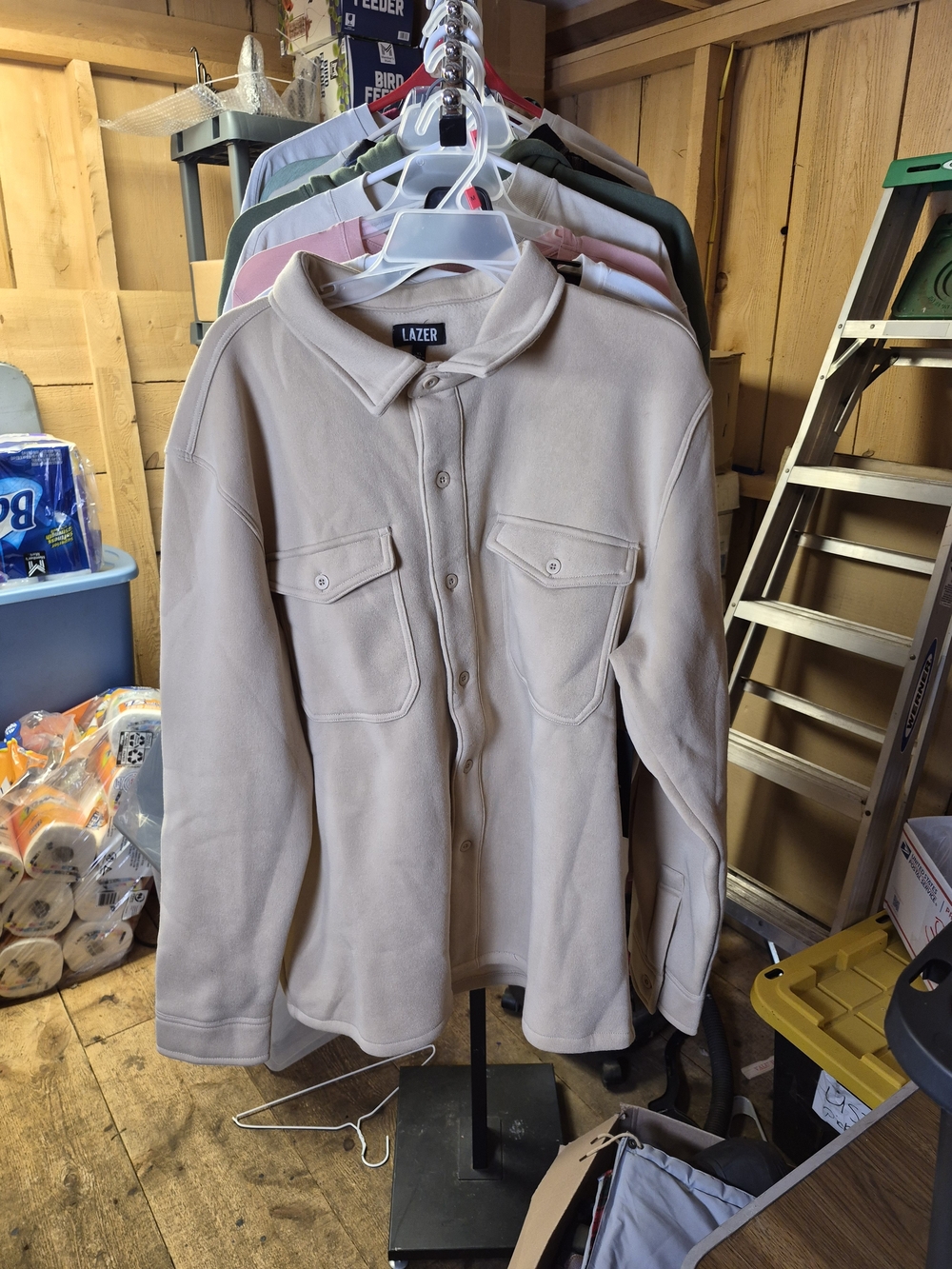LAZER Women's Beige Utility Shirt Jacket Bin 42
